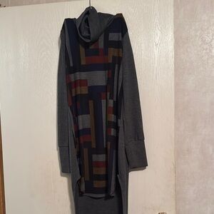Geometric Patterned Hooded Cardigan